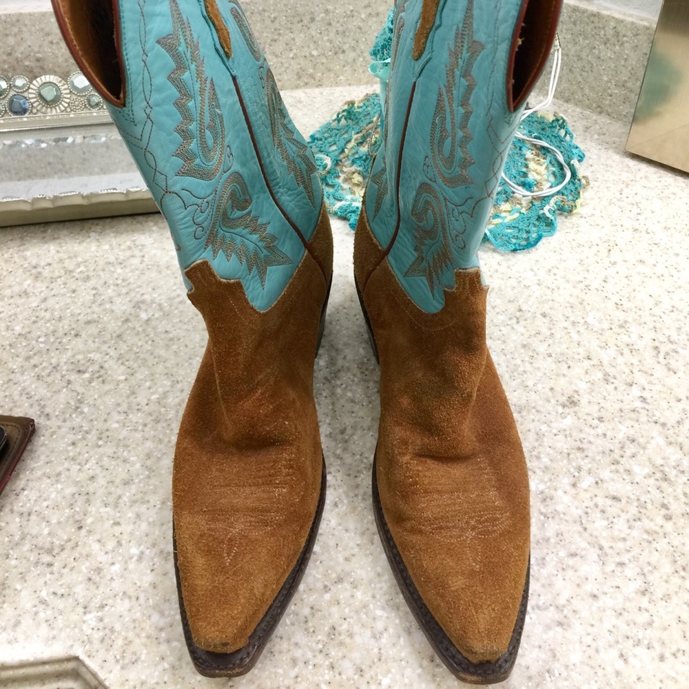 Lucchesi 1880 turquoise and brown cowboy boots